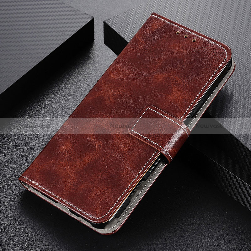 Leather Case Stands Flip Cover Holder KZ4 for Huawei Nova 8i Brown