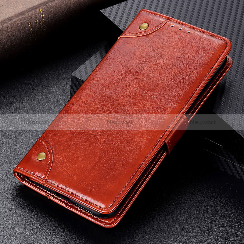 Leather Case Stands Flip Cover Holder KZ6 for Huawei Honor 50 Lite Light Brown