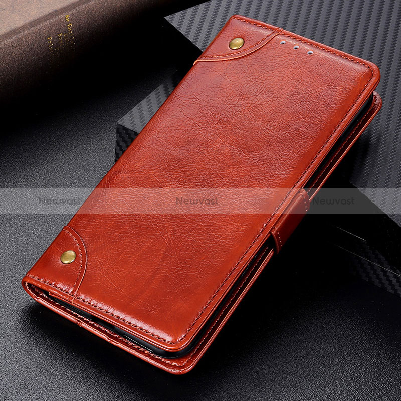 Leather Case Stands Flip Cover Holder KZ6 for Huawei Nova 8i Light Brown
