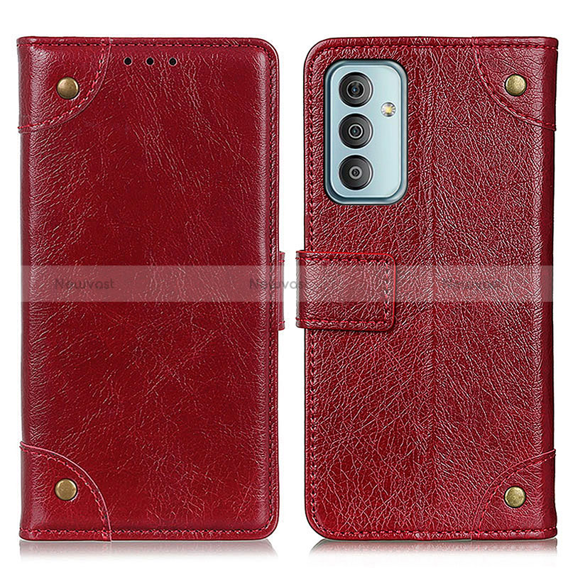 Leather Case Stands Flip Cover Holder KZ6 for Samsung Galaxy M23 5G Red