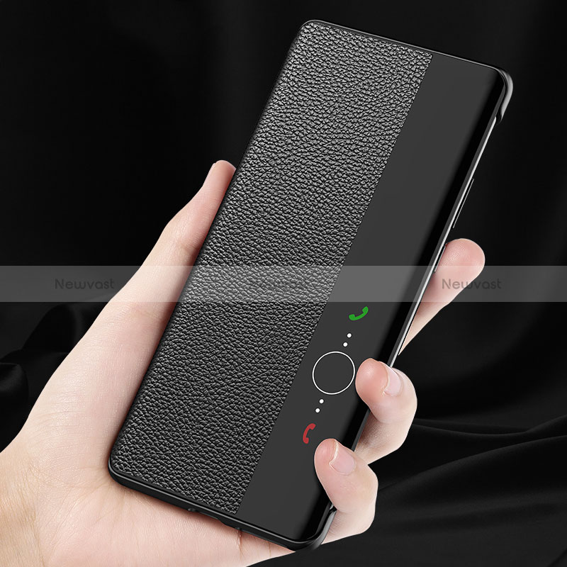 Leather Case Stands Flip Cover Holder L01 for Huawei P60 Pro Black