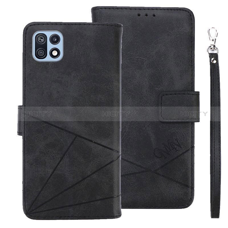 Leather Case Stands Flip Cover Holder L01 for Samsung Galaxy F42 5G Black