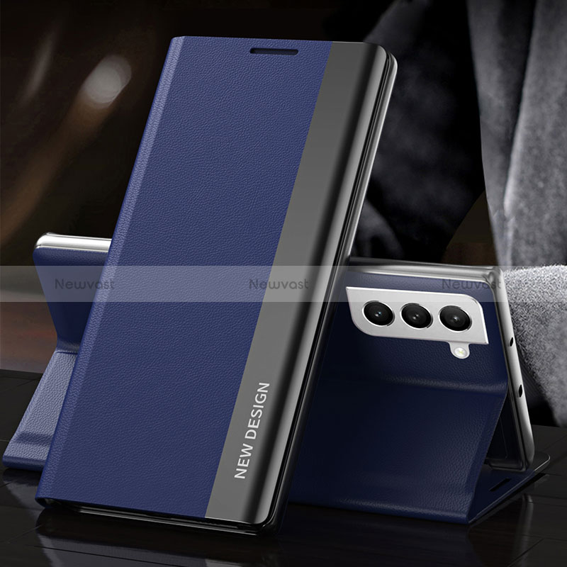 Leather Case Stands Flip Cover Holder L01 for Samsung Galaxy S24 Plus 5G Blue