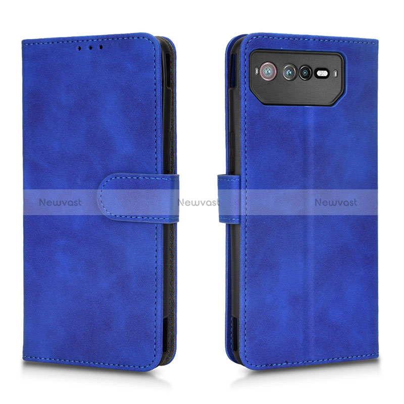 Leather Case Stands Flip Cover Holder L01Z for Asus ROG Phone 6 Blue