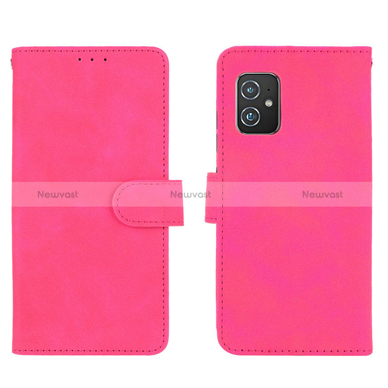 Leather Case Stands Flip Cover Holder L01Z for Asus Zenfone 8 ZS590KS Hot Pink