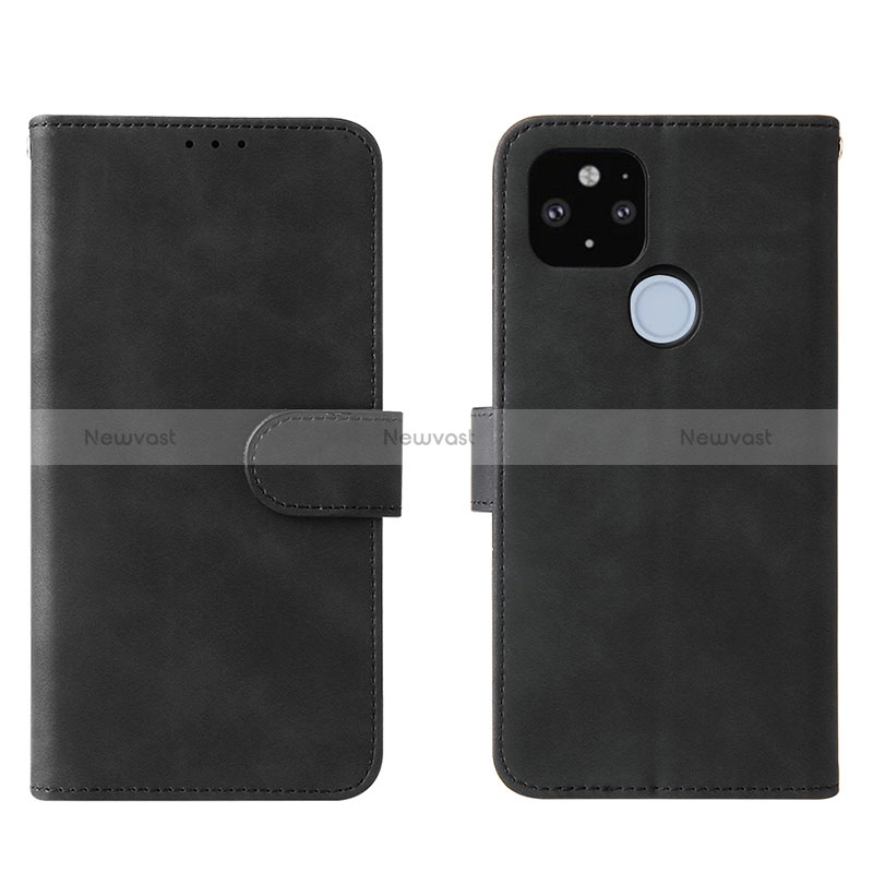 Leather Case Stands Flip Cover Holder L01Z for Google Pixel 5a 5G Black