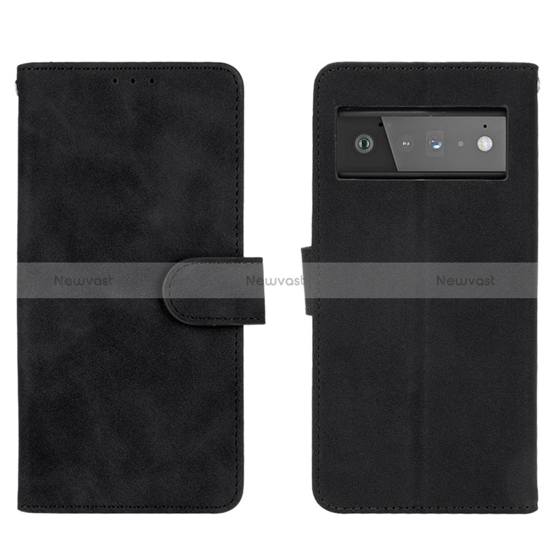 Leather Case Stands Flip Cover Holder L01Z for Google Pixel 6 5G Black