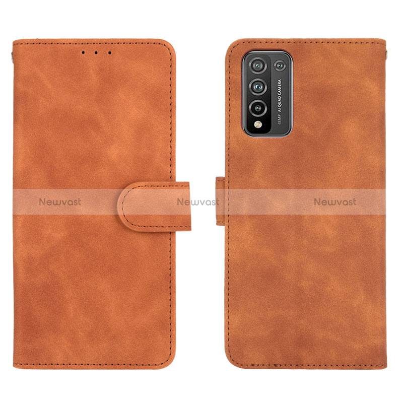 Leather Case Stands Flip Cover Holder L01Z for Huawei Honor 10X Lite Brown