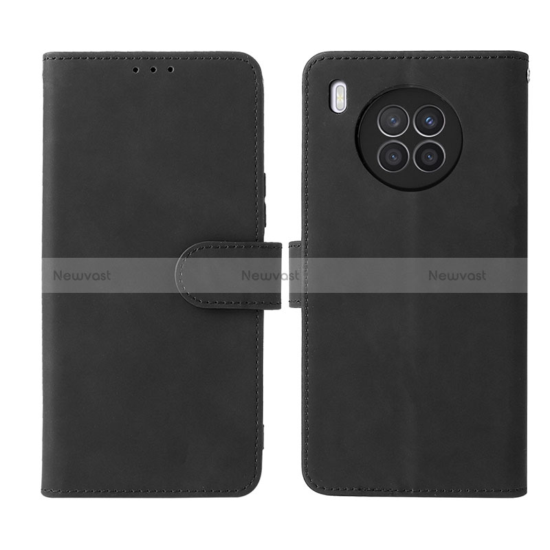 Leather Case Stands Flip Cover Holder L01Z for Huawei Honor 50 Lite Black