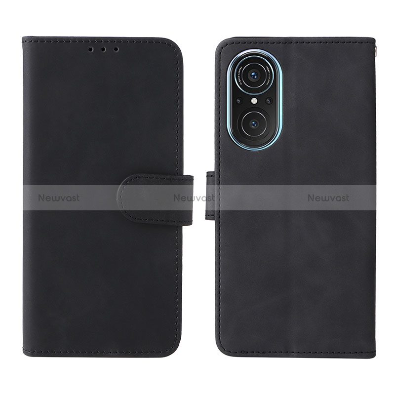 Leather Case Stands Flip Cover Holder L01Z for Huawei Honor 50 SE 5G Black