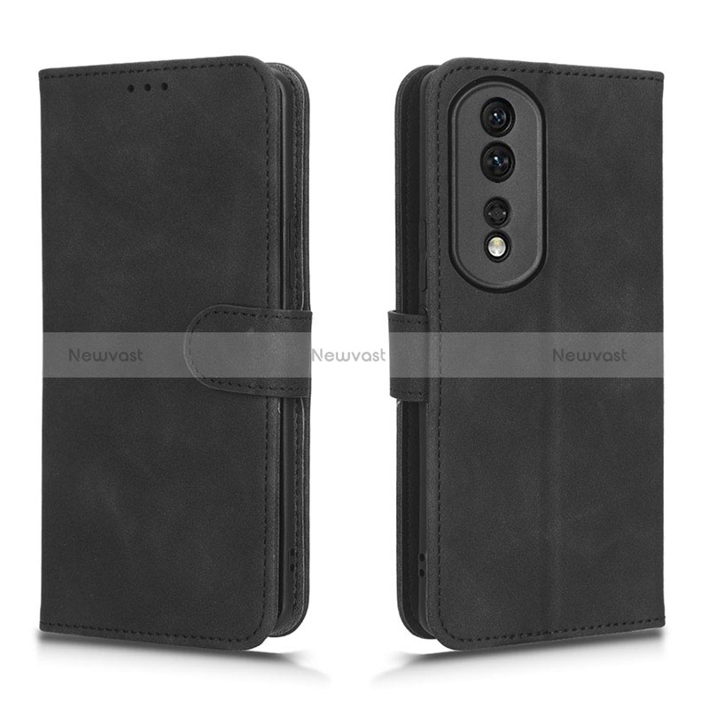 Leather Case Stands Flip Cover Holder L01Z for Huawei Honor 80 Pro 5G Black