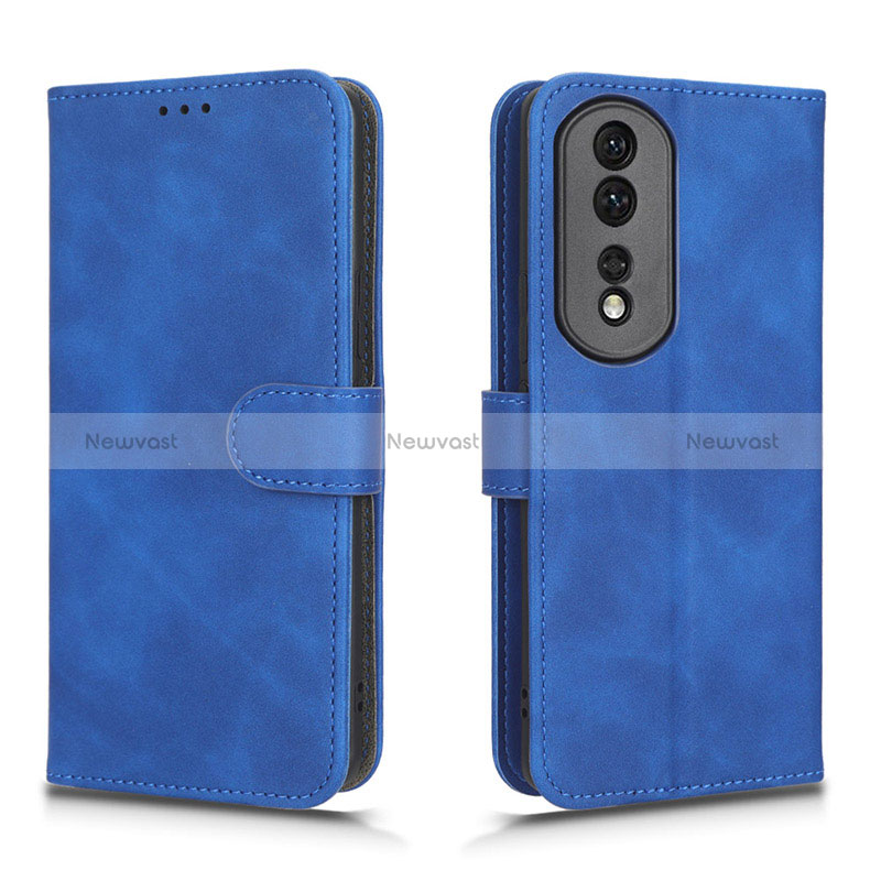 Leather Case Stands Flip Cover Holder L01Z for Huawei Honor 80 Pro Flat 5G Blue