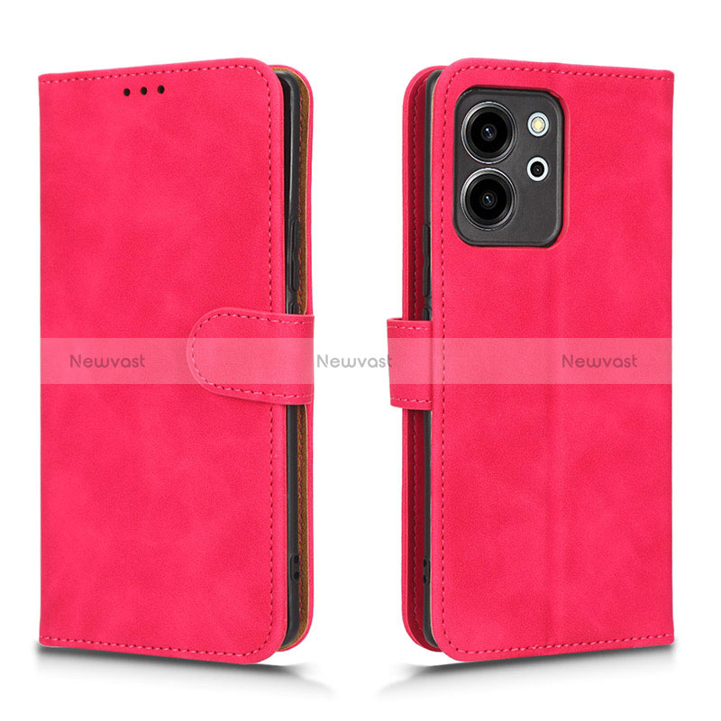 Leather Case Stands Flip Cover Holder L01Z for Huawei Honor 80 SE 5G Hot Pink