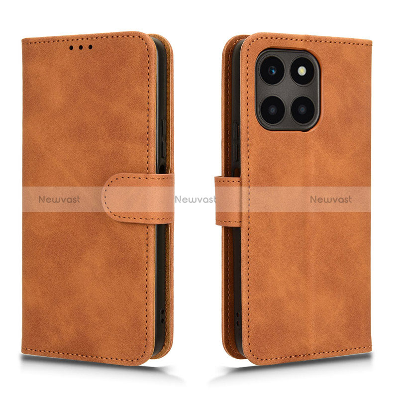 Leather Case Stands Flip Cover Holder L01Z for Huawei Honor X6a Brown