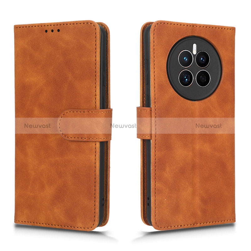 Leather Case Stands Flip Cover Holder L01Z for Huawei Mate 50E Brown