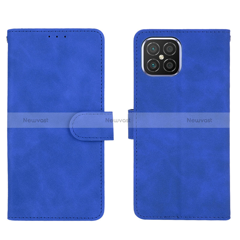 Leather Case Stands Flip Cover Holder L01Z for Huawei Nova 8 SE 4G Blue