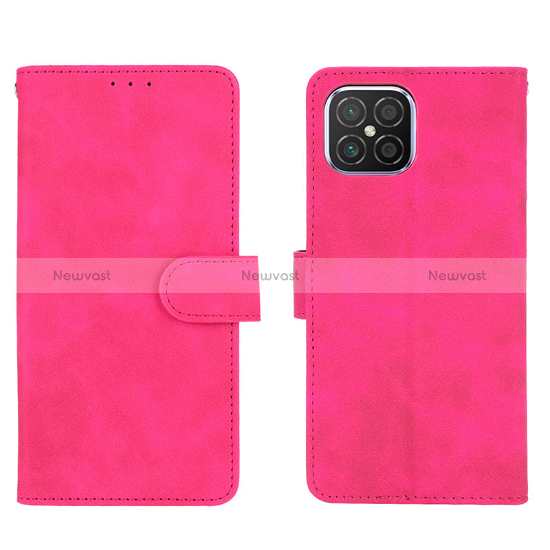 Leather Case Stands Flip Cover Holder L01Z for Huawei Nova 8 SE 4G Hot Pink