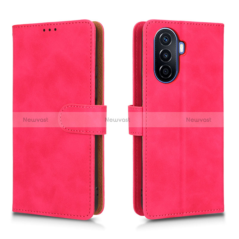 Leather Case Stands Flip Cover Holder L01Z for Huawei Nova Y70 Hot Pink