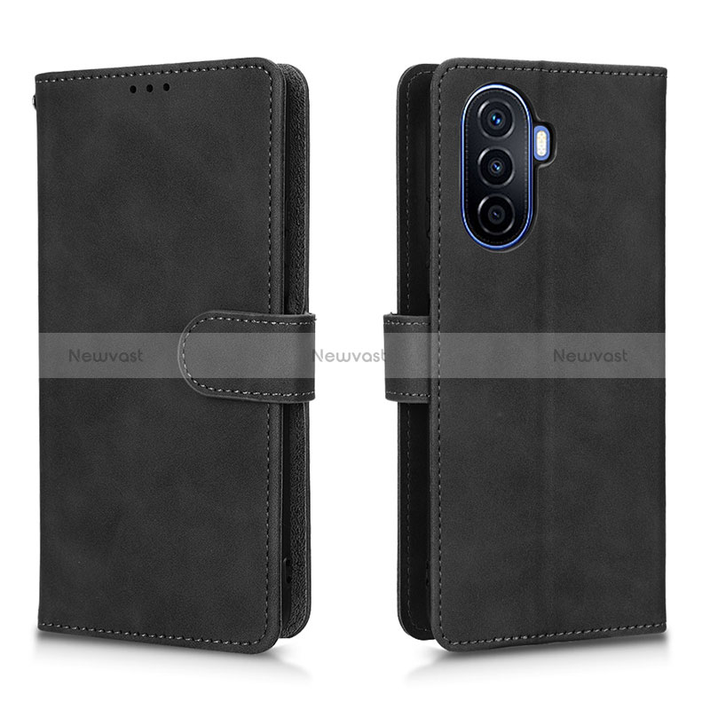 Leather Case Stands Flip Cover Holder L01Z for Huawei Nova Y70 Plus Black