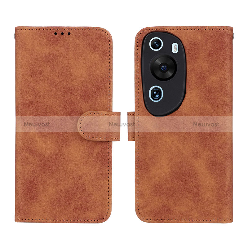 Leather Case Stands Flip Cover Holder L01Z for Huawei P60 Art Brown