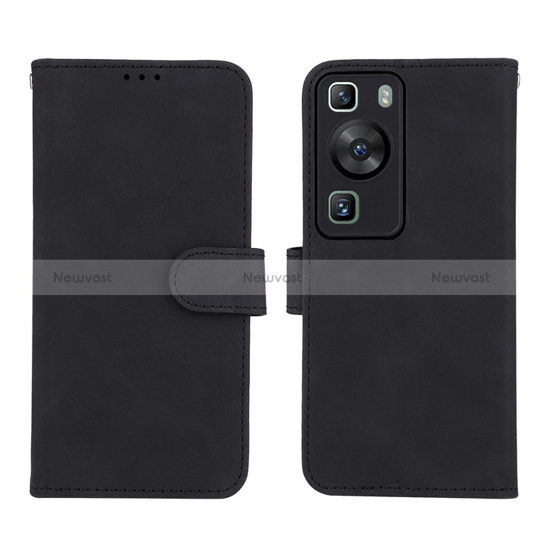 Leather Case Stands Flip Cover Holder L01Z for Huawei P60 Black