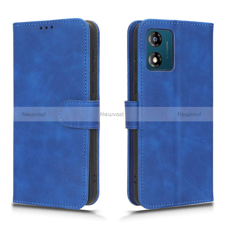 Leather Case Stands Flip Cover Holder L01Z for Motorola Moto E13 Blue