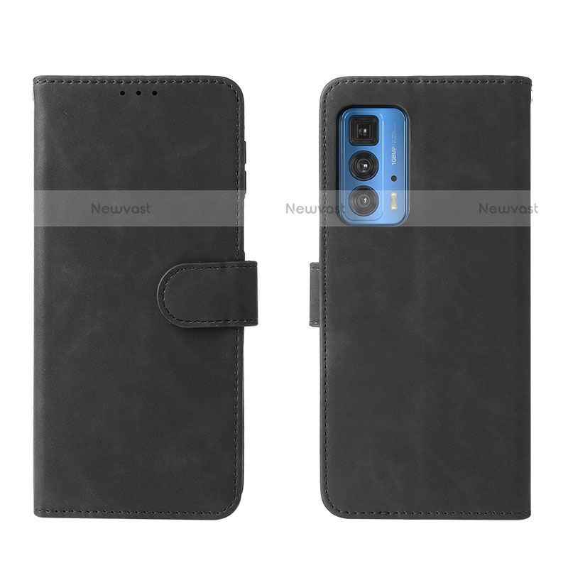 Leather Case Stands Flip Cover Holder L01Z for Motorola Moto Edge 20 Pro 5G Black