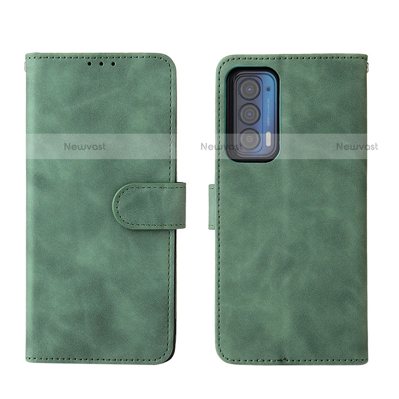 Leather Case Stands Flip Cover Holder L01Z for Motorola Moto Edge (2021) 5G Green