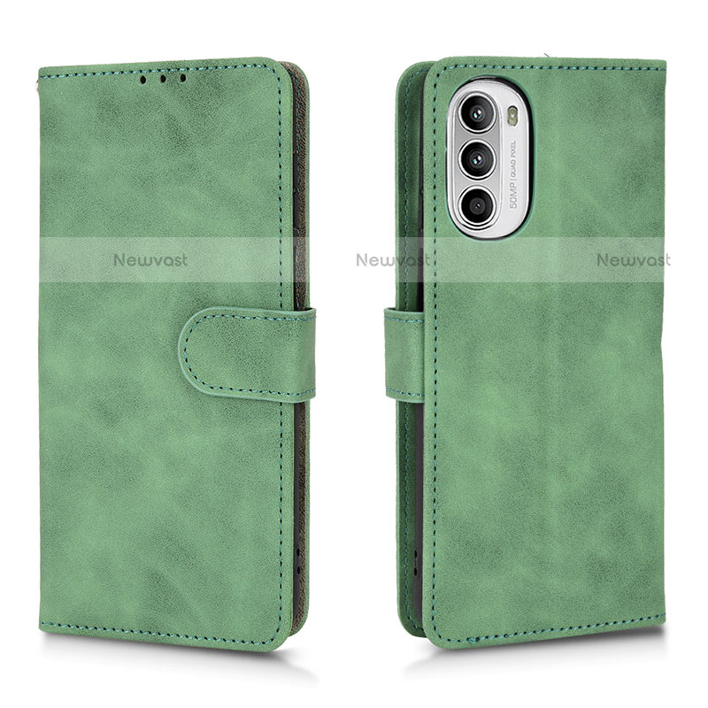 Leather Case Stands Flip Cover Holder L01Z for Motorola Moto Edge (2022) 5G Green