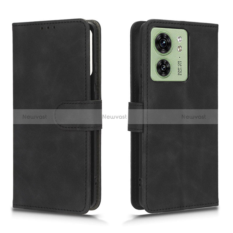 Leather Case Stands Flip Cover Holder L01Z for Motorola Moto Edge (2023) 5G Black