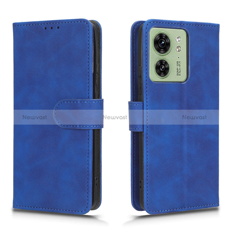 Leather Case Stands Flip Cover Holder L01Z for Motorola Moto Edge (2023) 5G Blue