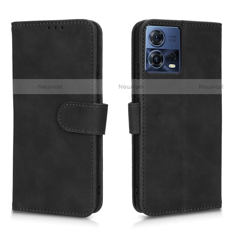 Leather Case Stands Flip Cover Holder L01Z for Motorola Moto Edge 30 Fusion 5G Black