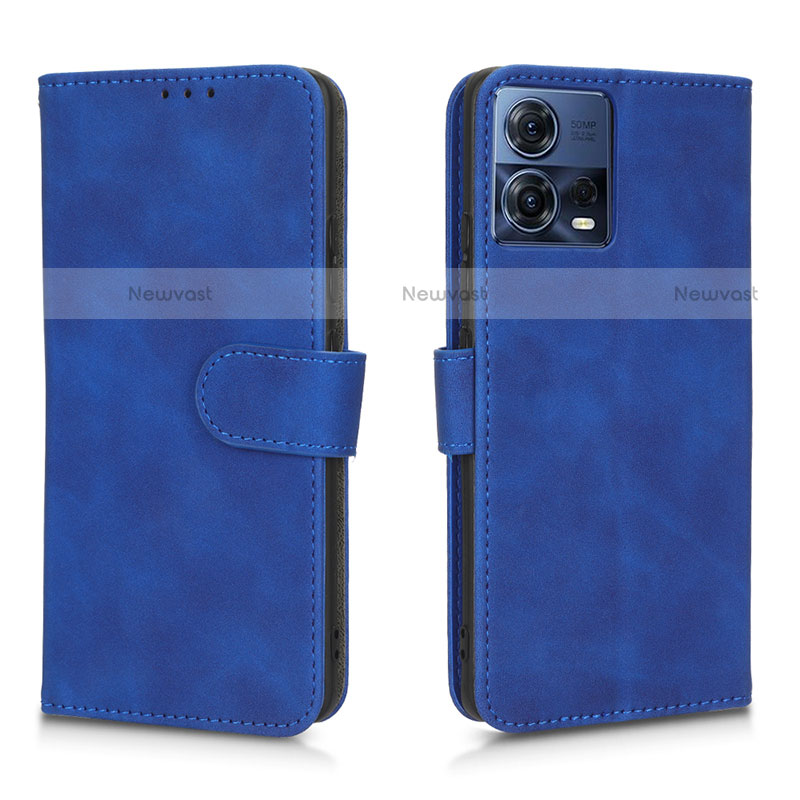 Leather Case Stands Flip Cover Holder L01Z for Motorola Moto Edge 30 Fusion 5G Blue