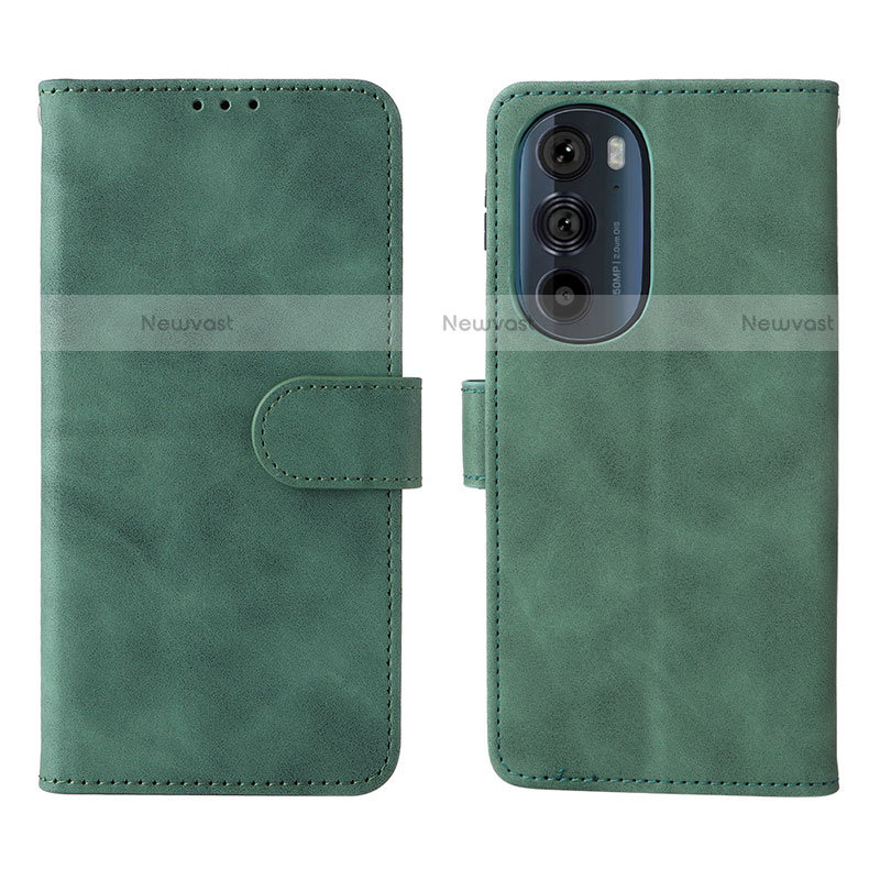 Leather Case Stands Flip Cover Holder L01Z for Motorola Moto Edge Plus (2022) 5G Green