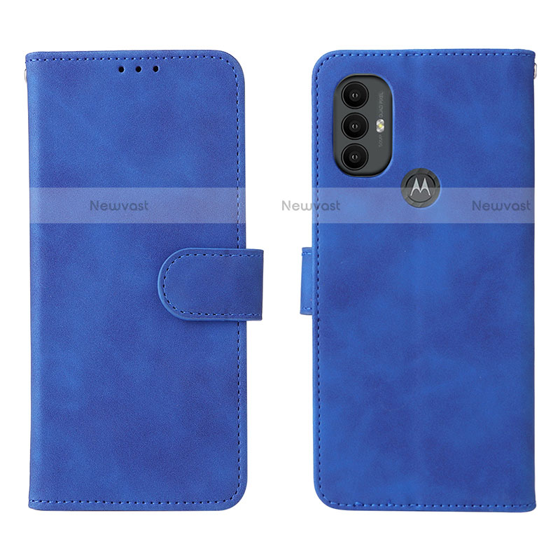 Leather Case Stands Flip Cover Holder L01Z for Motorola Moto G Play (2023) Blue