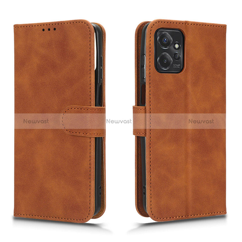 Leather Case Stands Flip Cover Holder L01Z for Motorola Moto G Power 5G (2023) Brown