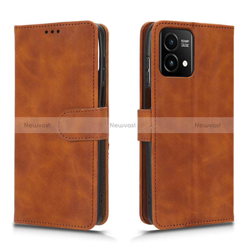 Leather Case Stands Flip Cover Holder L01Z for Motorola Moto G Stylus (2023) 4G Brown