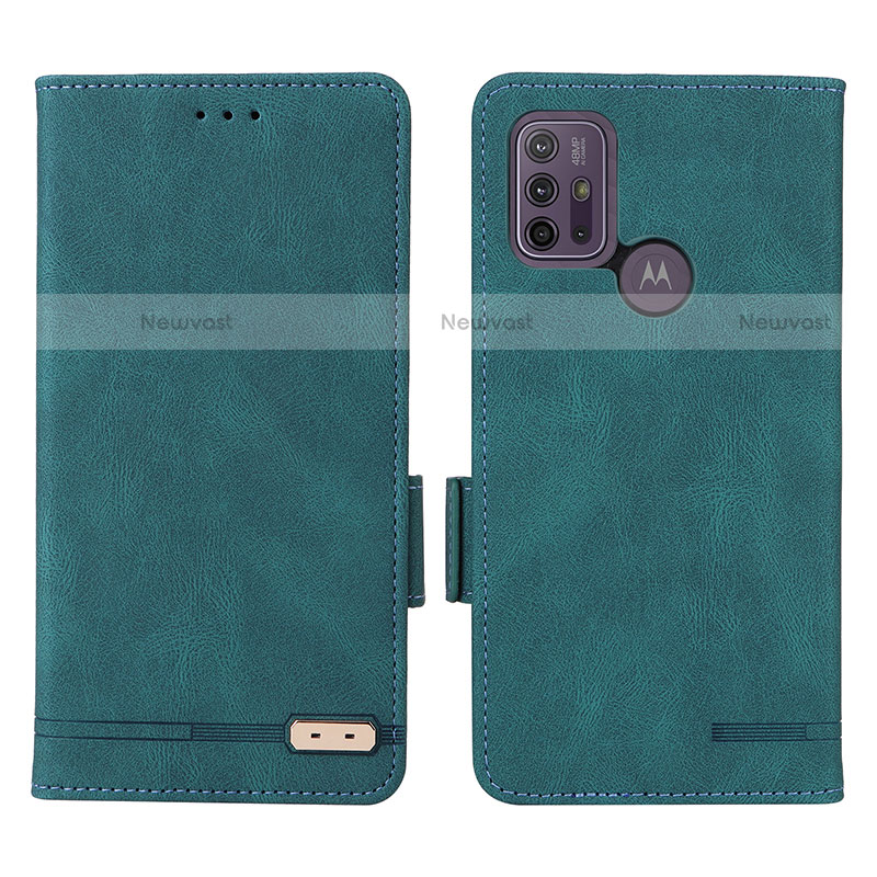 Leather Case Stands Flip Cover Holder L01Z for Motorola Moto G20 Green