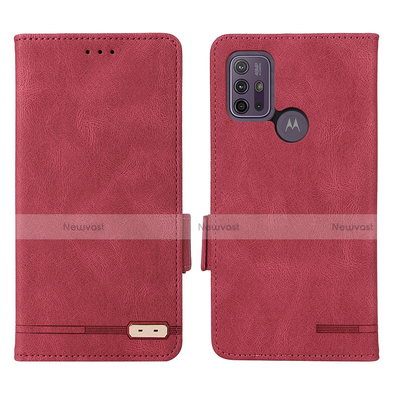 Leather Case Stands Flip Cover Holder L01Z for Motorola Moto G30 Red