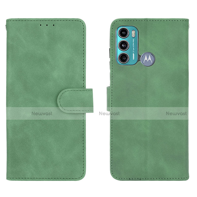 Leather Case Stands Flip Cover Holder L01Z for Motorola Moto G40 Fusion Green