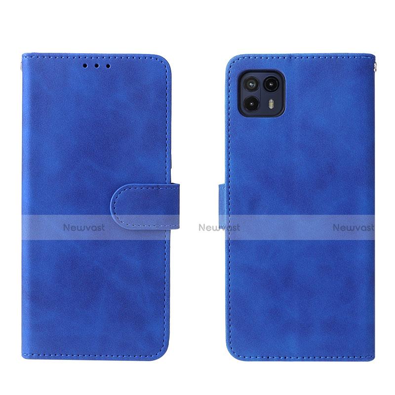 Leather Case Stands Flip Cover Holder L01Z for Motorola Moto G50 5G Blue