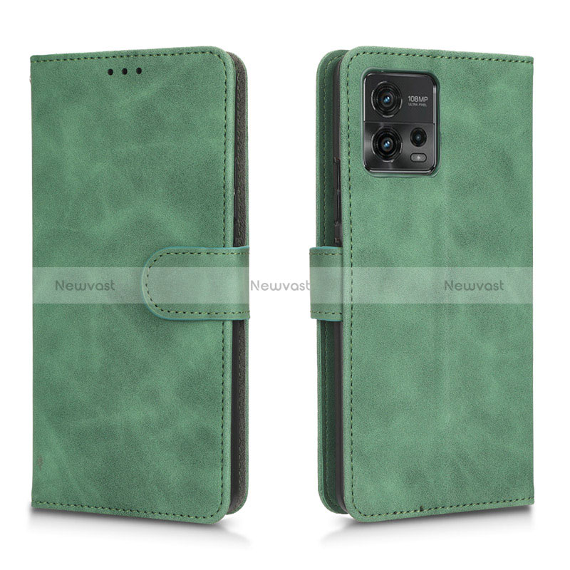 Leather Case Stands Flip Cover Holder L01Z for Motorola Moto G72 Green