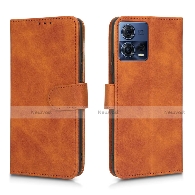 Leather Case Stands Flip Cover Holder L01Z for Motorola Moto S30 Pro 5G Brown