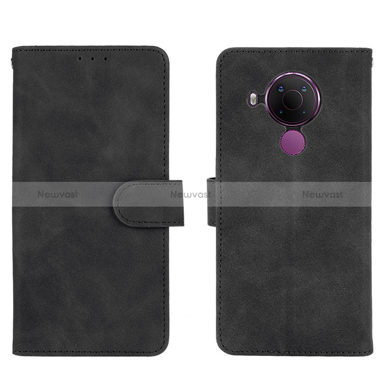 Leather Case Stands Flip Cover Holder L01Z for Nokia 5.4 Black