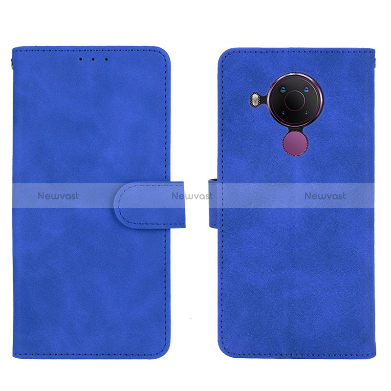 Leather Case Stands Flip Cover Holder L01Z for Nokia 5.4 Blue