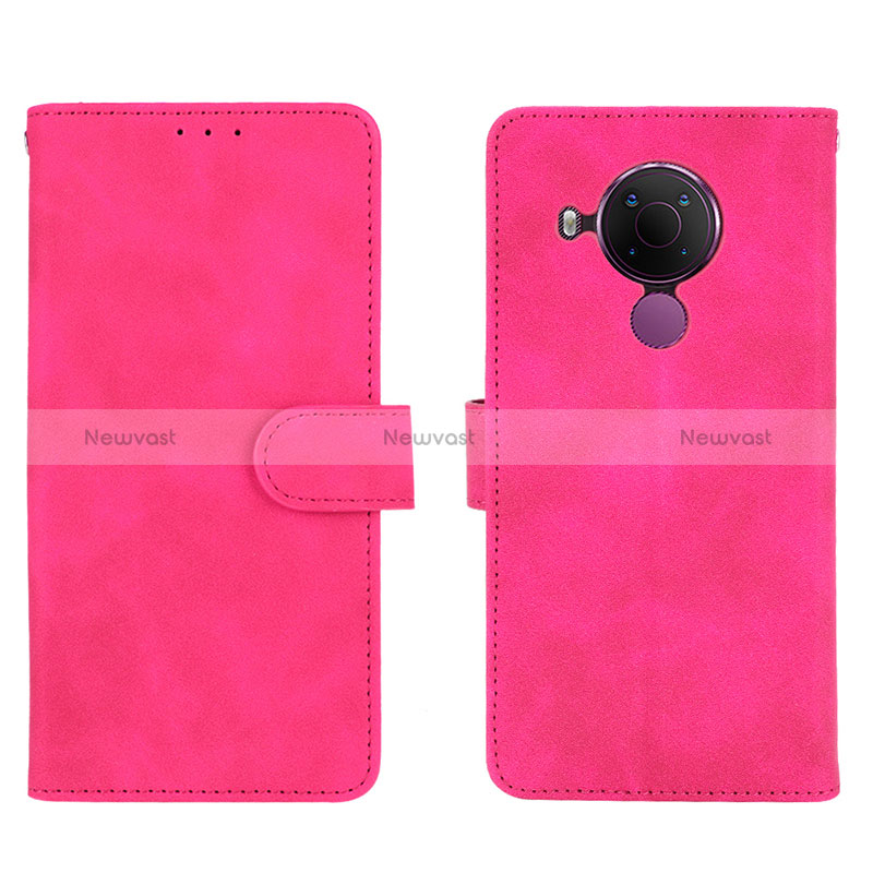 Leather Case Stands Flip Cover Holder L01Z for Nokia 5.4 Hot Pink