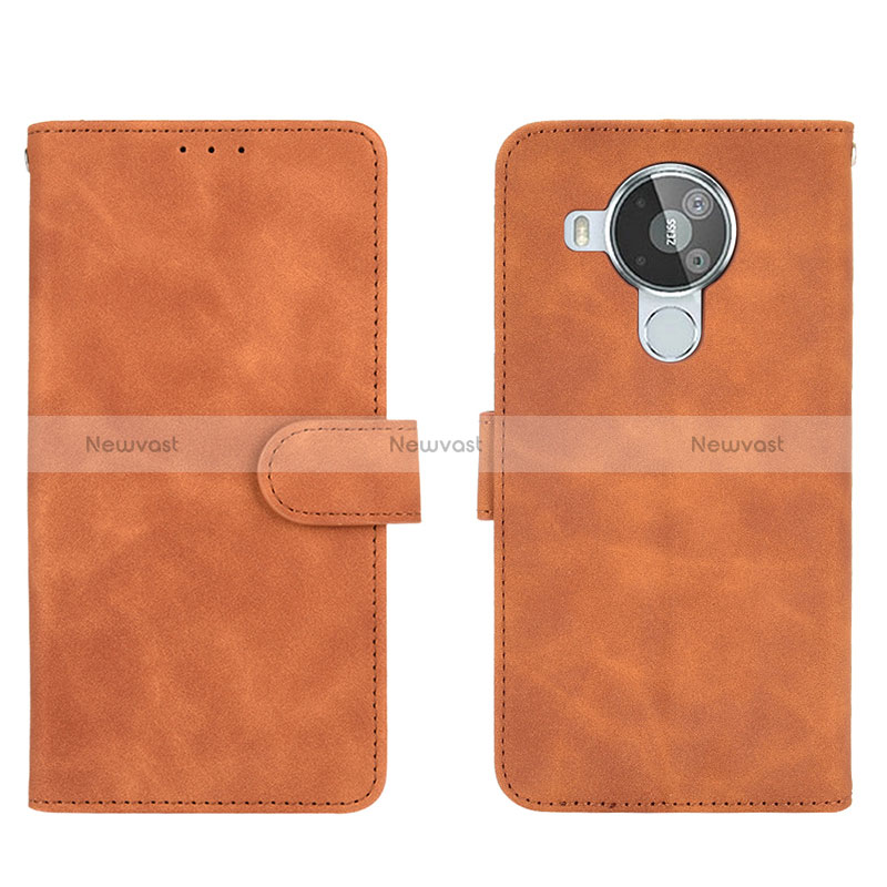 Leather Case Stands Flip Cover Holder L01Z for Nokia 7.3 Brown