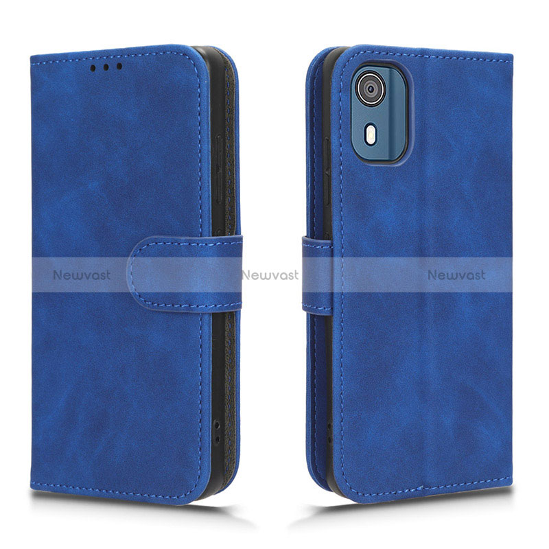 Leather Case Stands Flip Cover Holder L01Z for Nokia C02 Blue