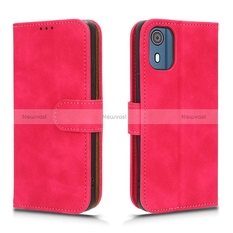 Leather Case Stands Flip Cover Holder L01Z for Nokia C02 Hot Pink