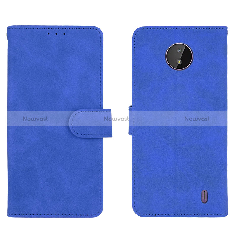 Leather Case Stands Flip Cover Holder L01Z for Nokia C10 Blue